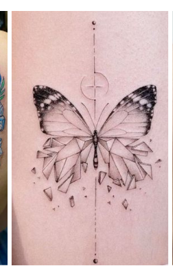 Small Traditional Butterfly Neck Tattoos with symbol